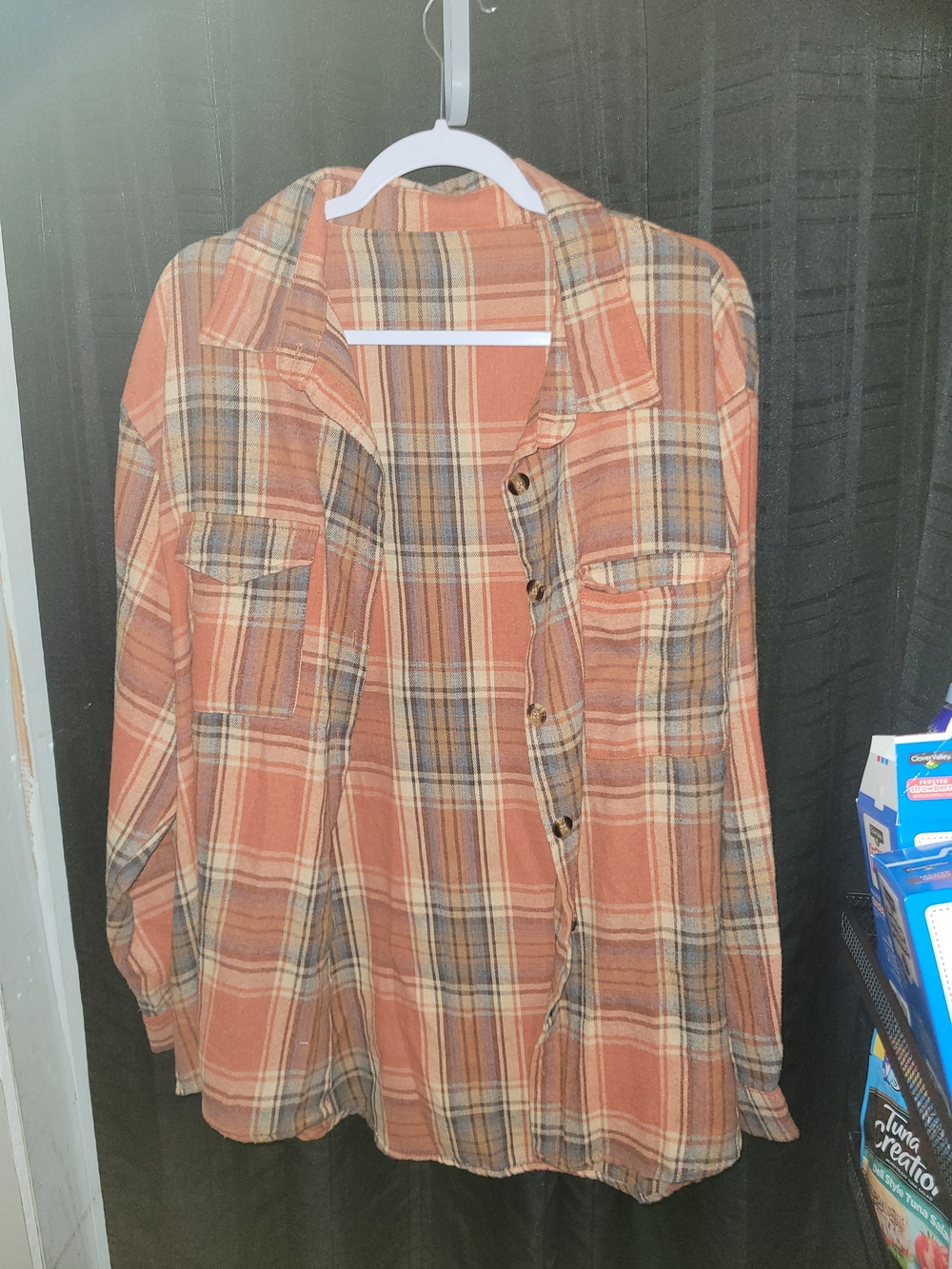 Women’s Plaid Button-Down Shirt Jacket - Rust Plaid